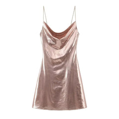 Metallic Cami Slip Mini Dress