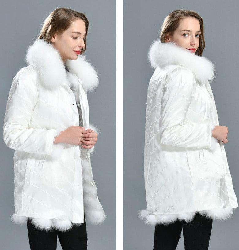 Reversible Real Fur Pattern Silk Lining Coats