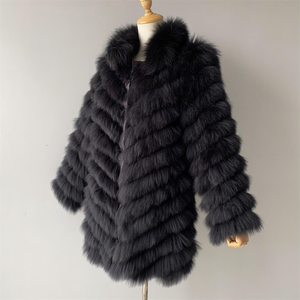 Reversible Real Fur Pattern Silk Lining Coats