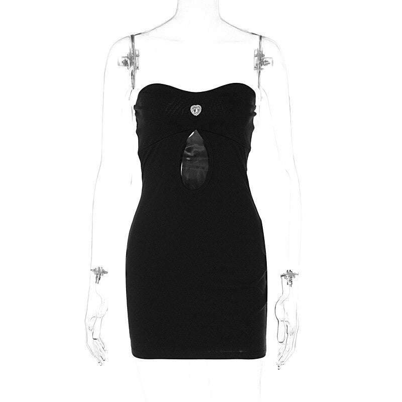 Black Tear Cut Out Tube Mini Dress