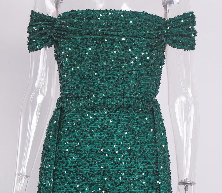 Sequin Detachable Train Floor-Length Dresses