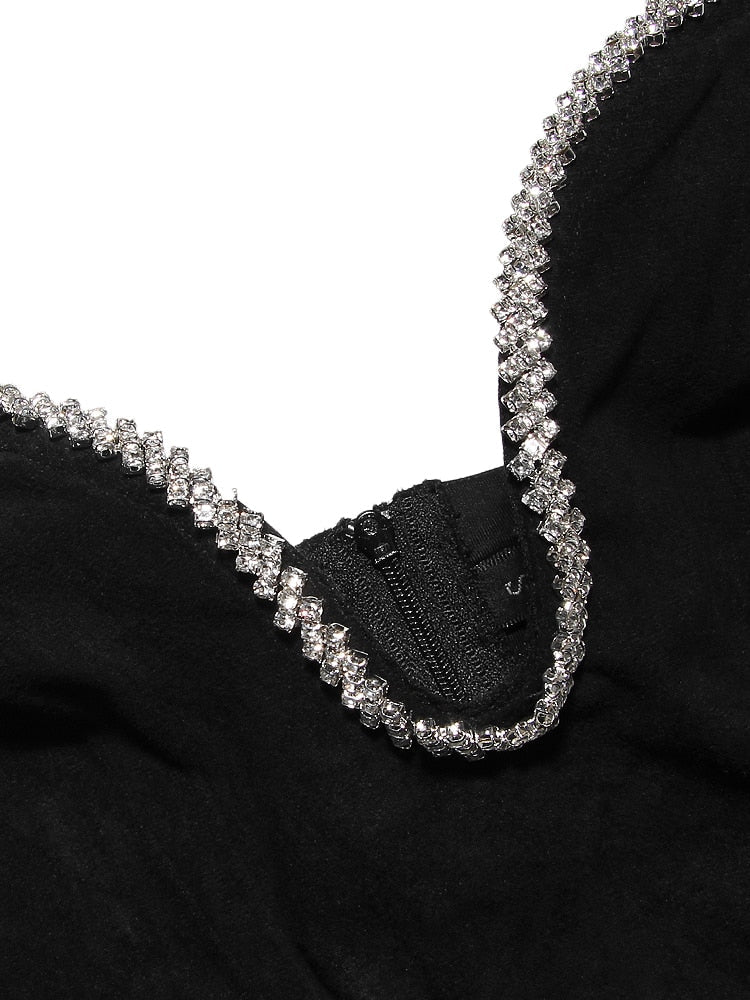 Black Crystal Trim Corset Top