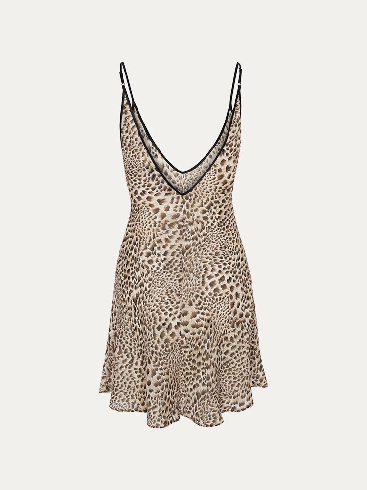 Leopard Print V-Neck Slip Mini Dress