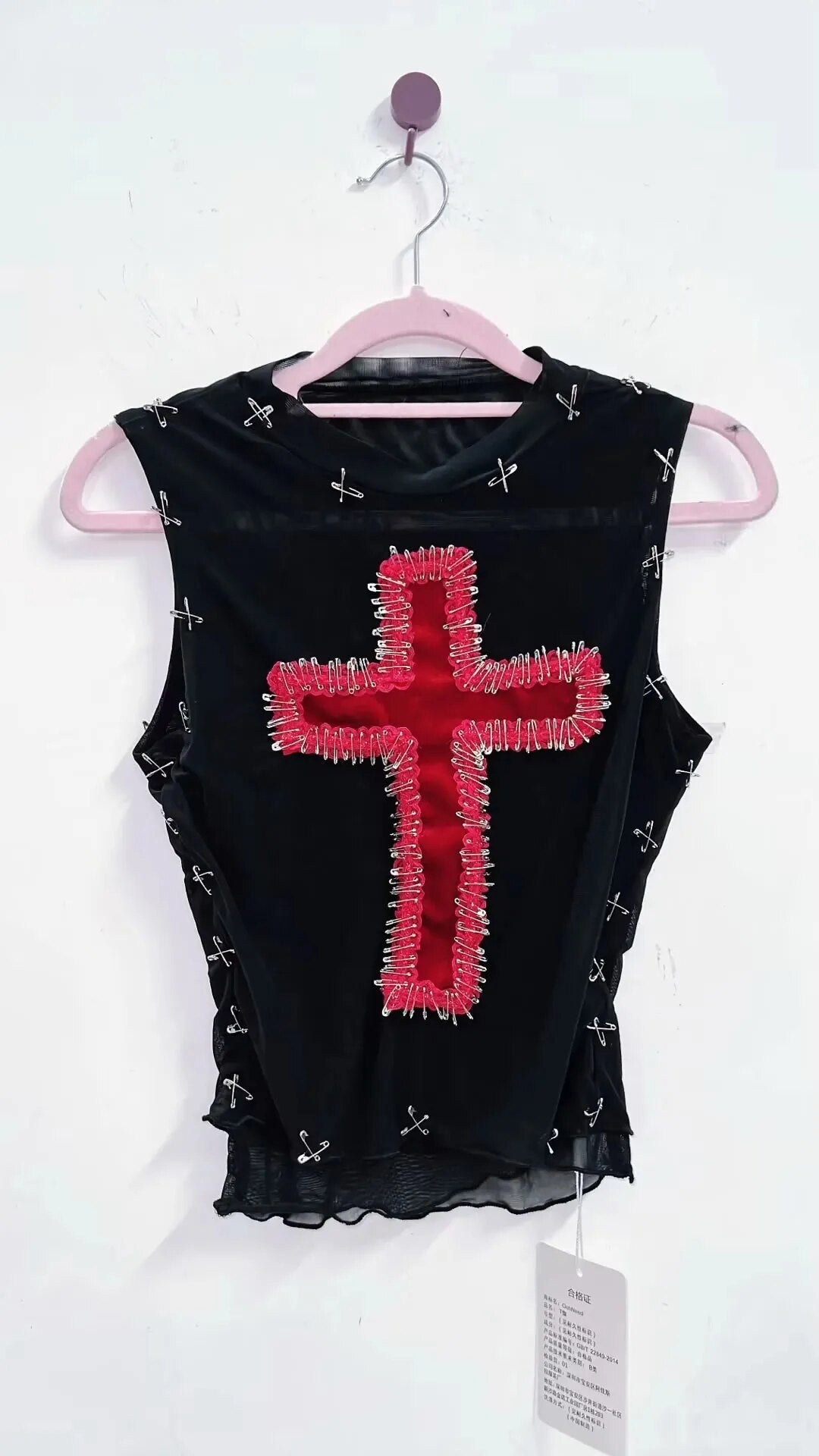 Black Cross Pins Tank Top