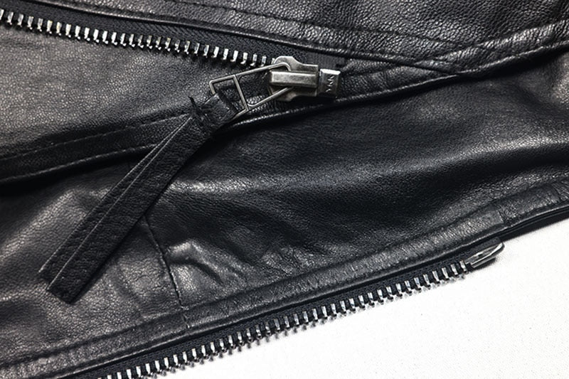 Genuine Leather Short Slim Moto Jacket