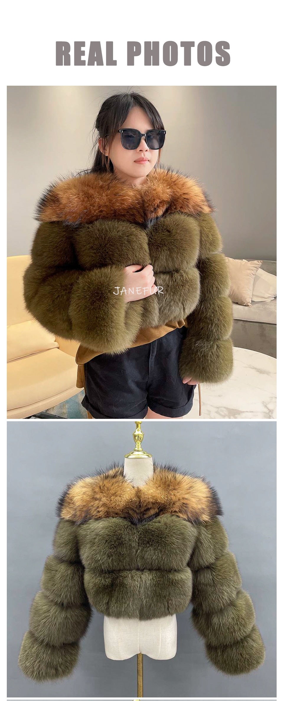 2 Tone Real Fur Short Coats