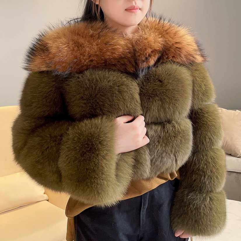 2 Tone Real Fur Short Coats