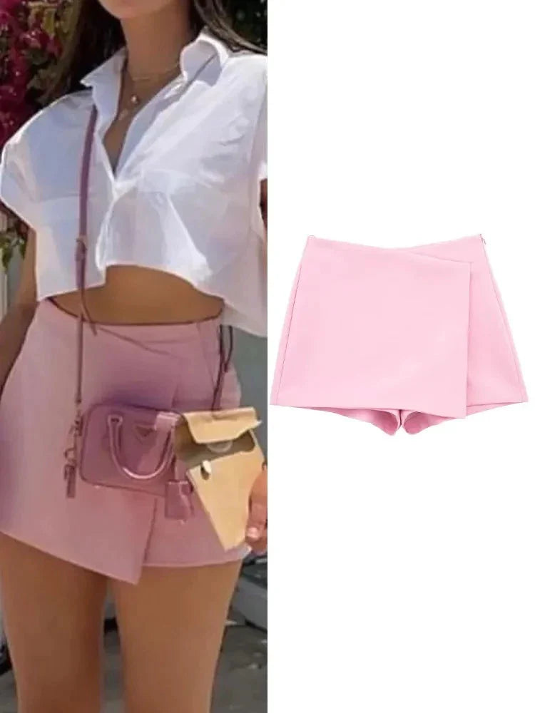 Solid High Waist Skort