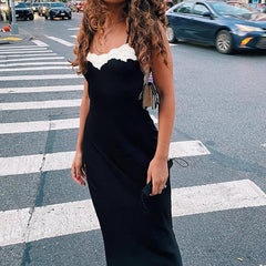 Black Maxi Dress With Lace Trim