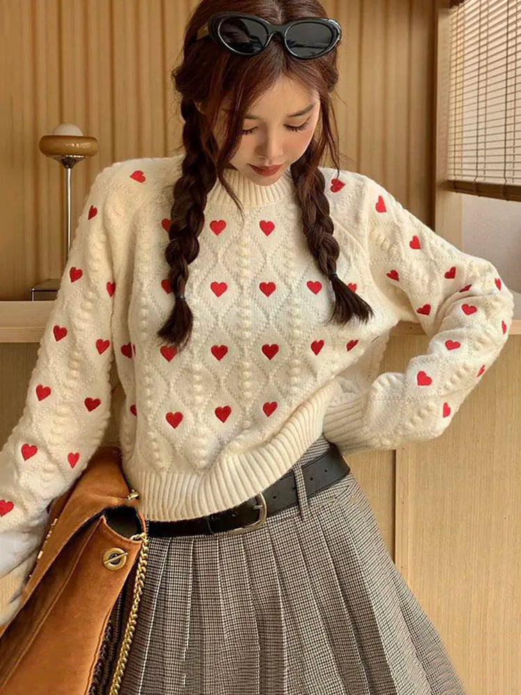 Heart Cabel Knit Sweater