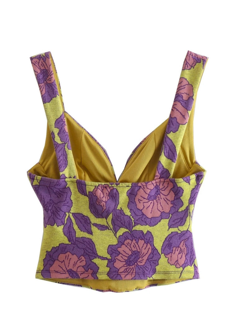 Purple Floral  Jacquard Corset Top And Mini Skirt