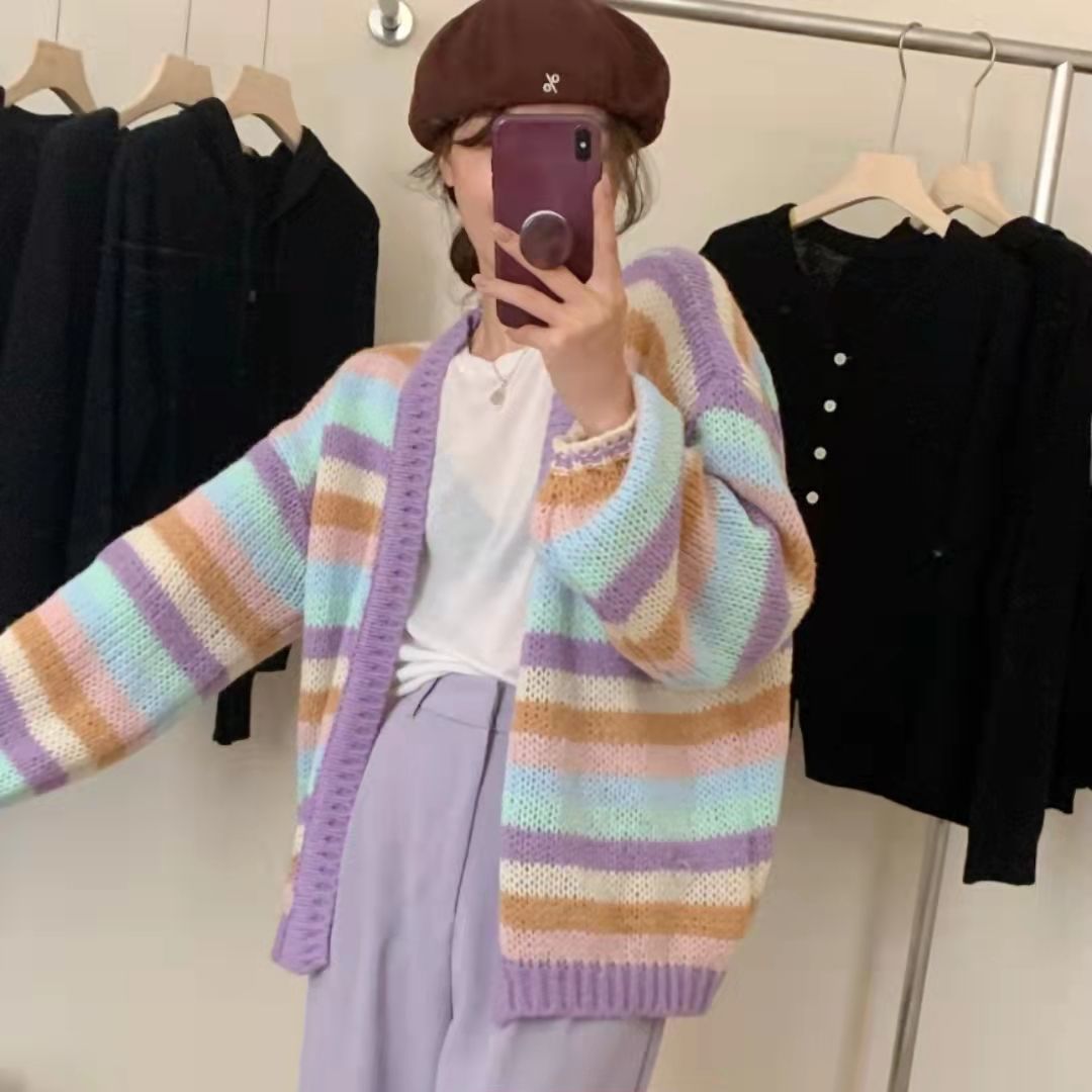 Pastel Rainbow Stripe Cardigan