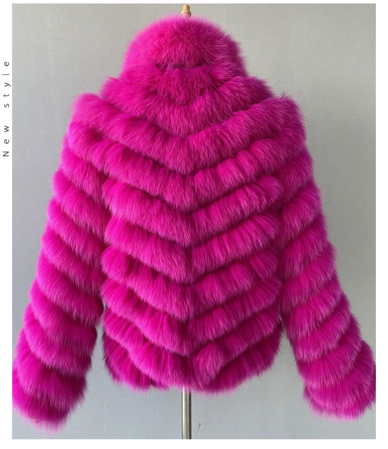 Reversible Knitted Real Fur Coats Silk Liner