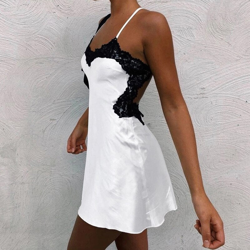 Lace Trim Strap Mini Slip Dress