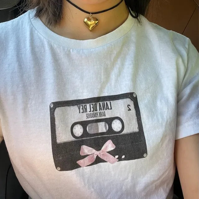 Audio Tape Print White Tee