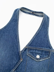 Denim Halter Vest Top