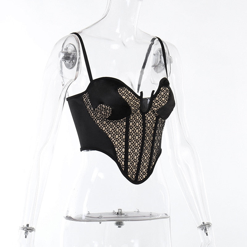 Black Fishnet Design Corset