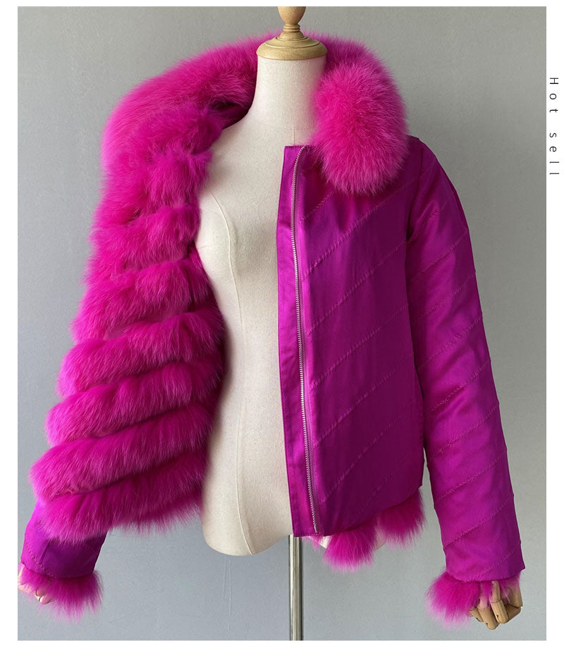 Reversible Knitted Real Fur Coats Silk Liner