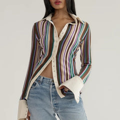 Collar Stripe Buttoned Shirt