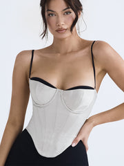 Contrast Satin Bustier Corset Top