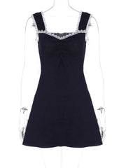 Black Doile Trim Mini Dress