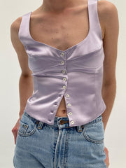 Satin Button Strap Vest