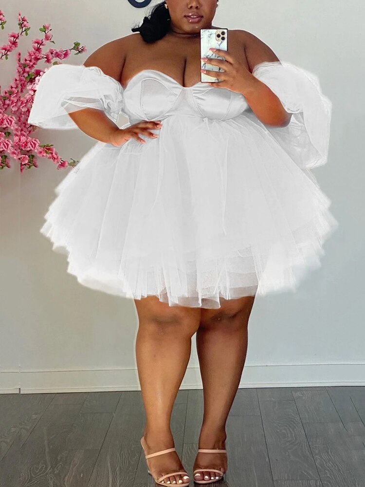 Strapless Hollow Chiffon Mini Dresses Plus Size