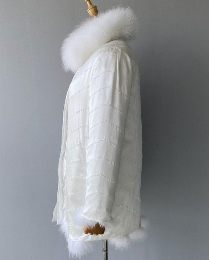 Reversible Real Fur Pattern Silk Lining Coats