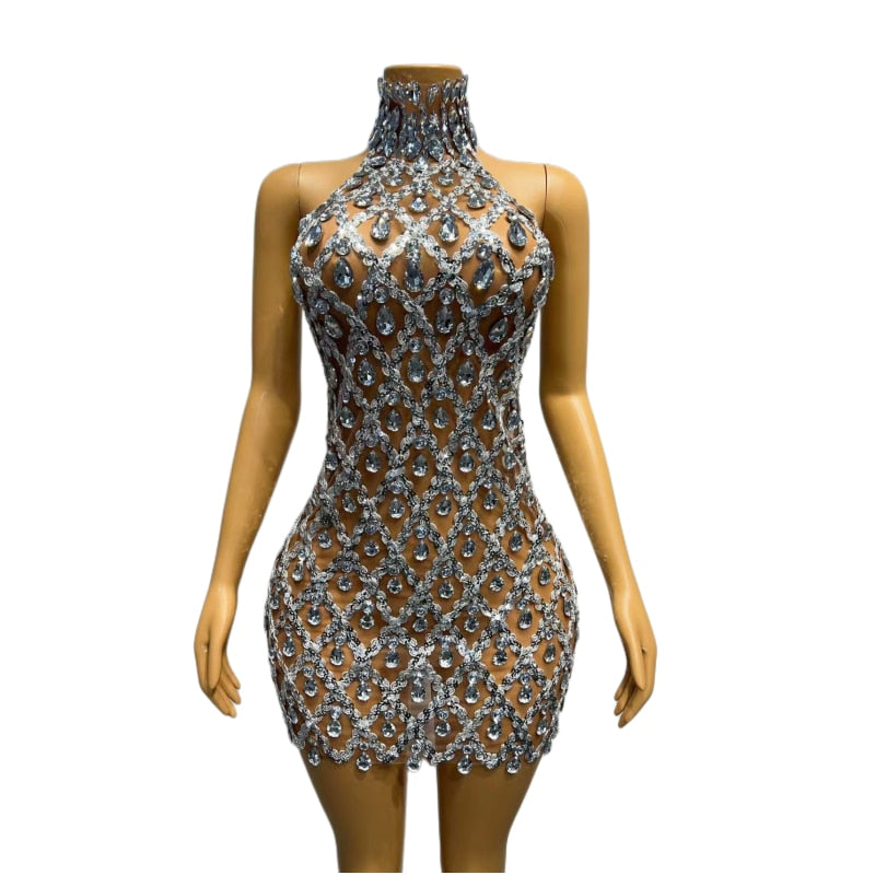 Rhinestone Full Wrap Mini Dresses