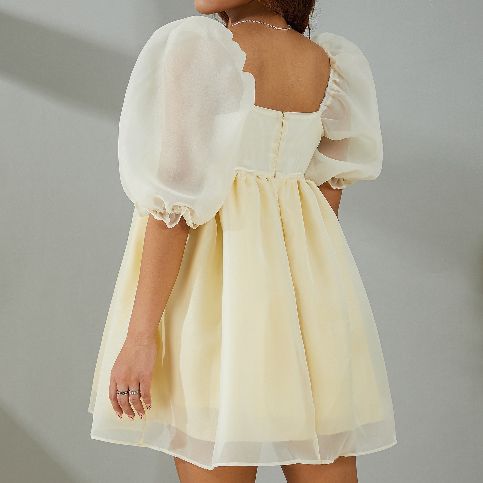 Puff Sleeve Tulle Mini Dress