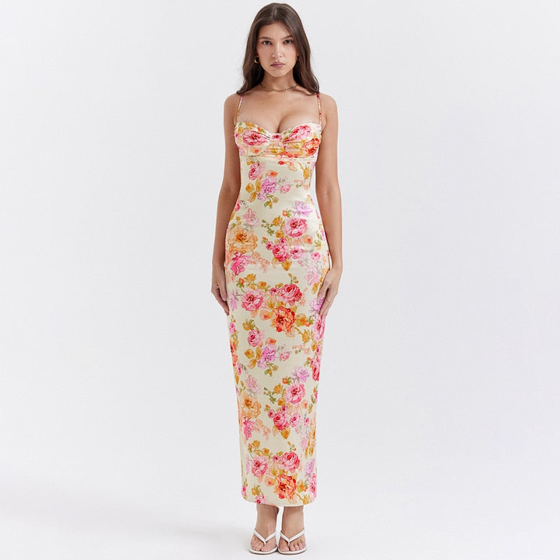 Floral Off Shoulder Sleeveless Maxi Dress