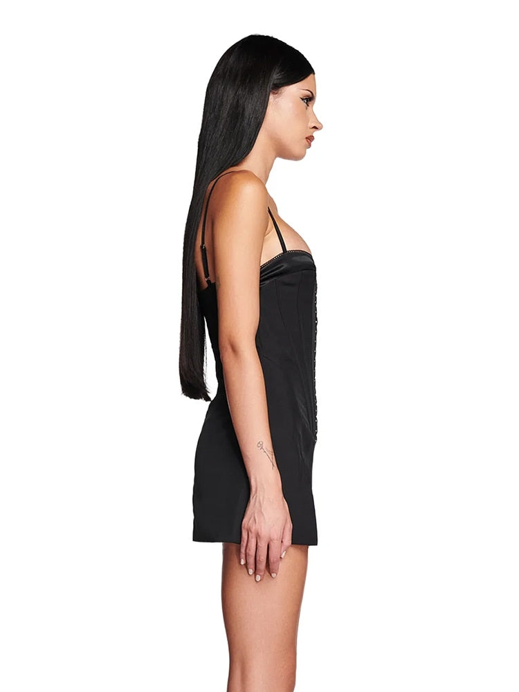 Black Hook Mini Strap Dress