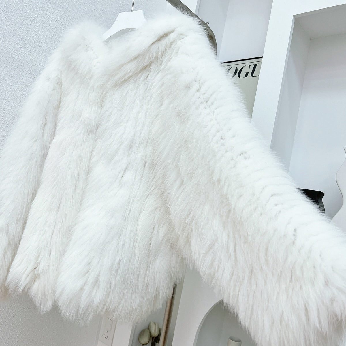 Luxury Knitted Hooded Bat Sleeved Real Fur Coats