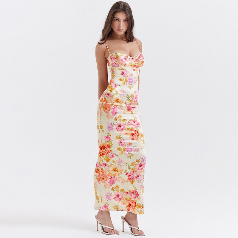 Floral Off Shoulder Sleeveless Maxi Dress