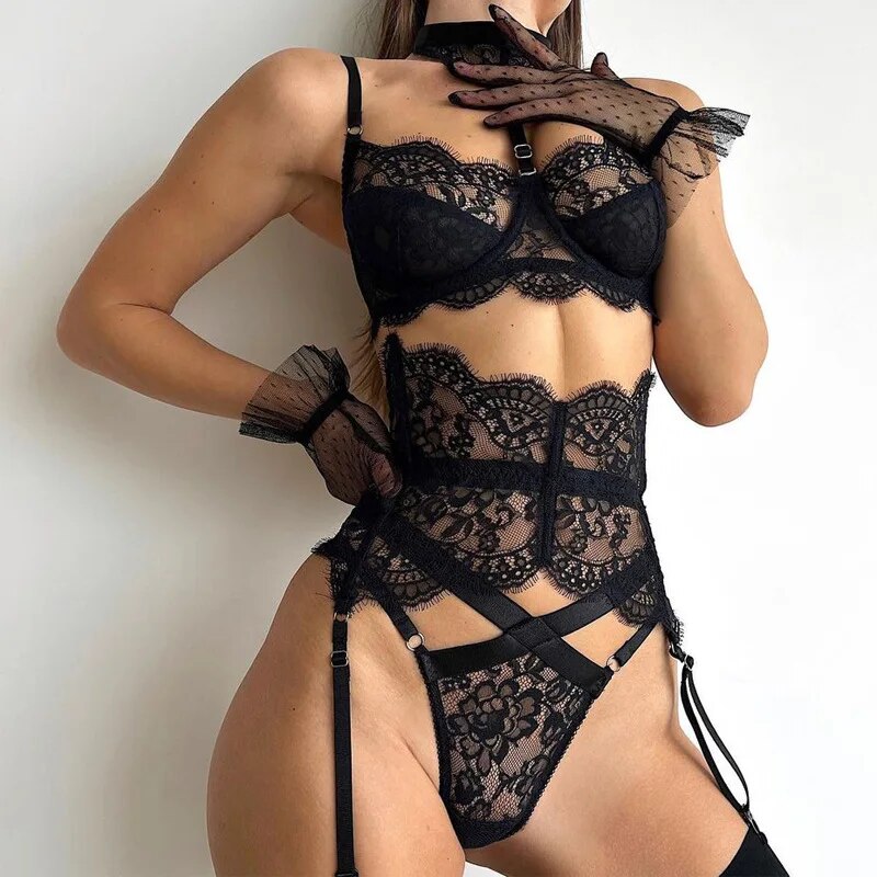 Black Lace Design Lingerie Set