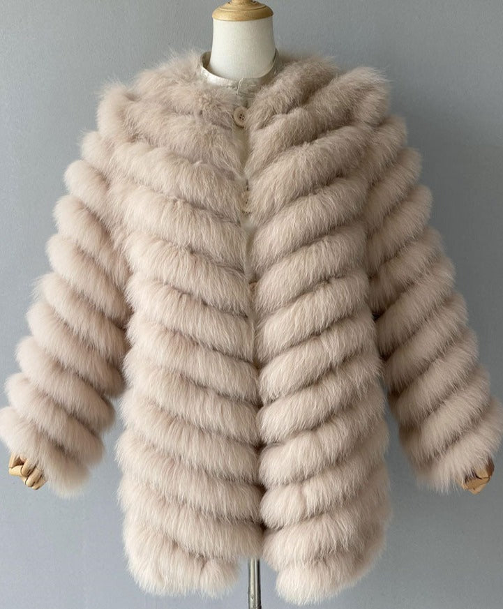 Reversible Real Fur Pattern Silk Lining Coats