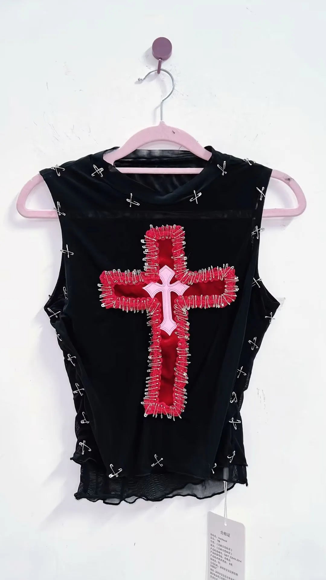 Black Cross Pins Tank Top