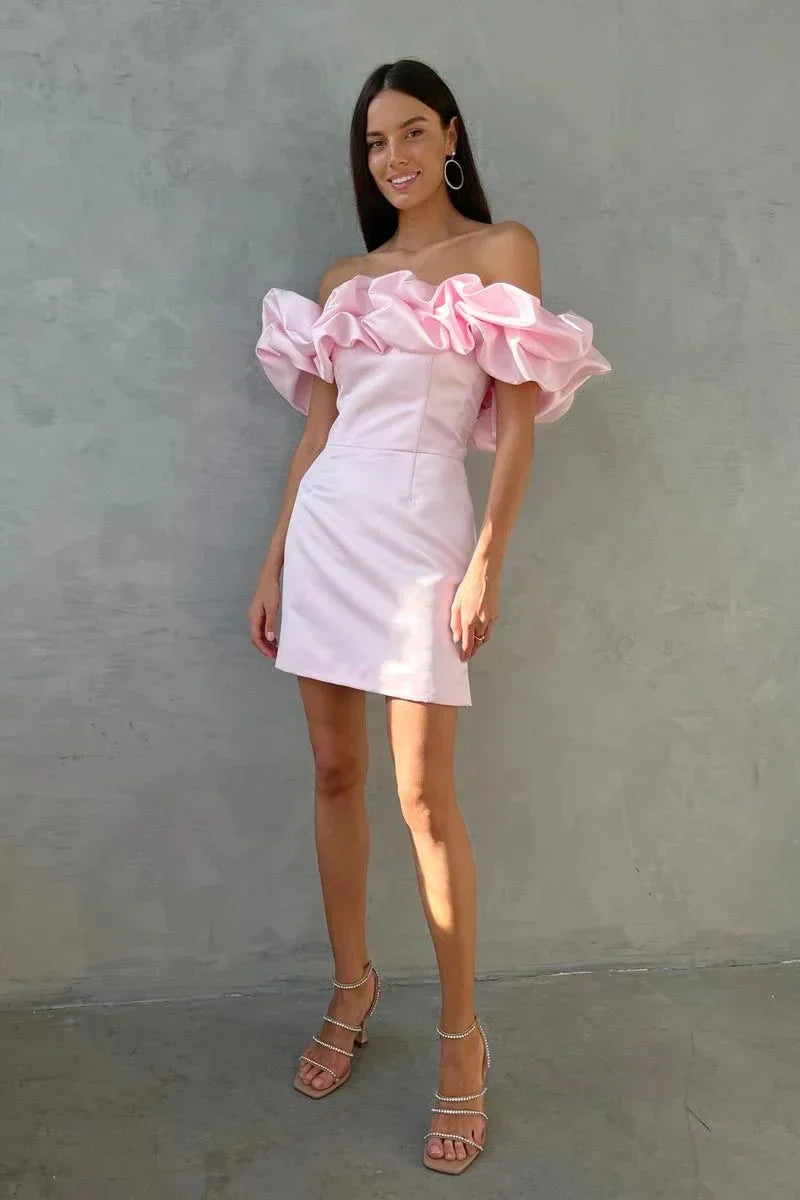 Ruffles Off-shoulder Bodycon Mini Dress