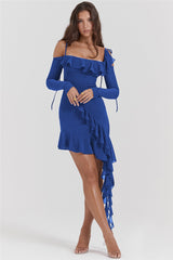 Long Sleeve Off-shoulder Ruffle Mini Dress