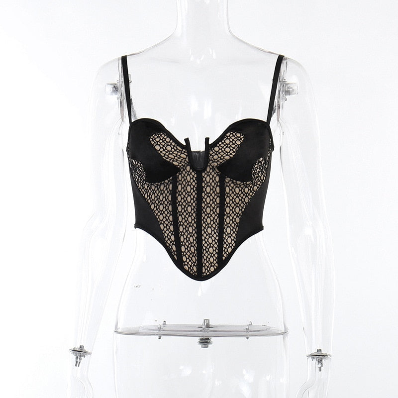 Black Fishnet Design Corset