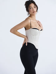 Contrast Satin Bustier Corset Top