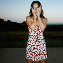 Cherry Print Slip Mini Dress