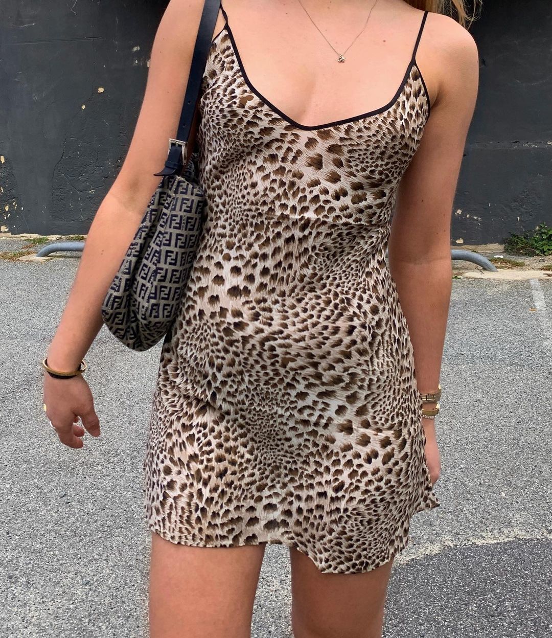 Leopard Print V-Neck Slip Mini Dress