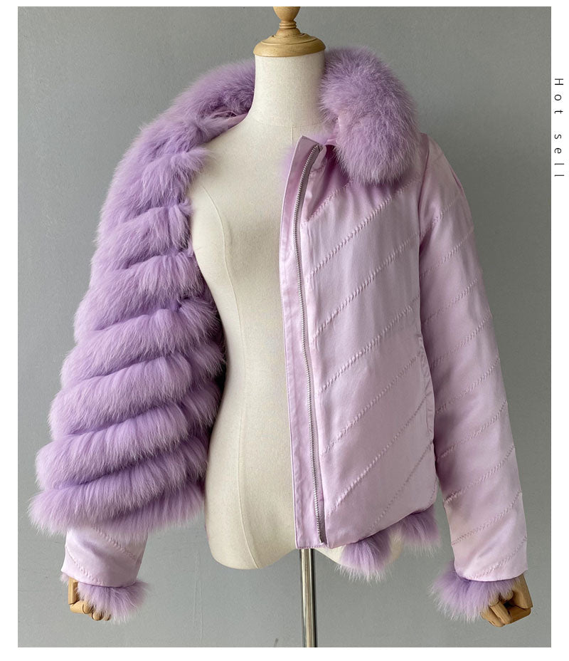 Reversible Knitted Real Fur Coats Silk Liner