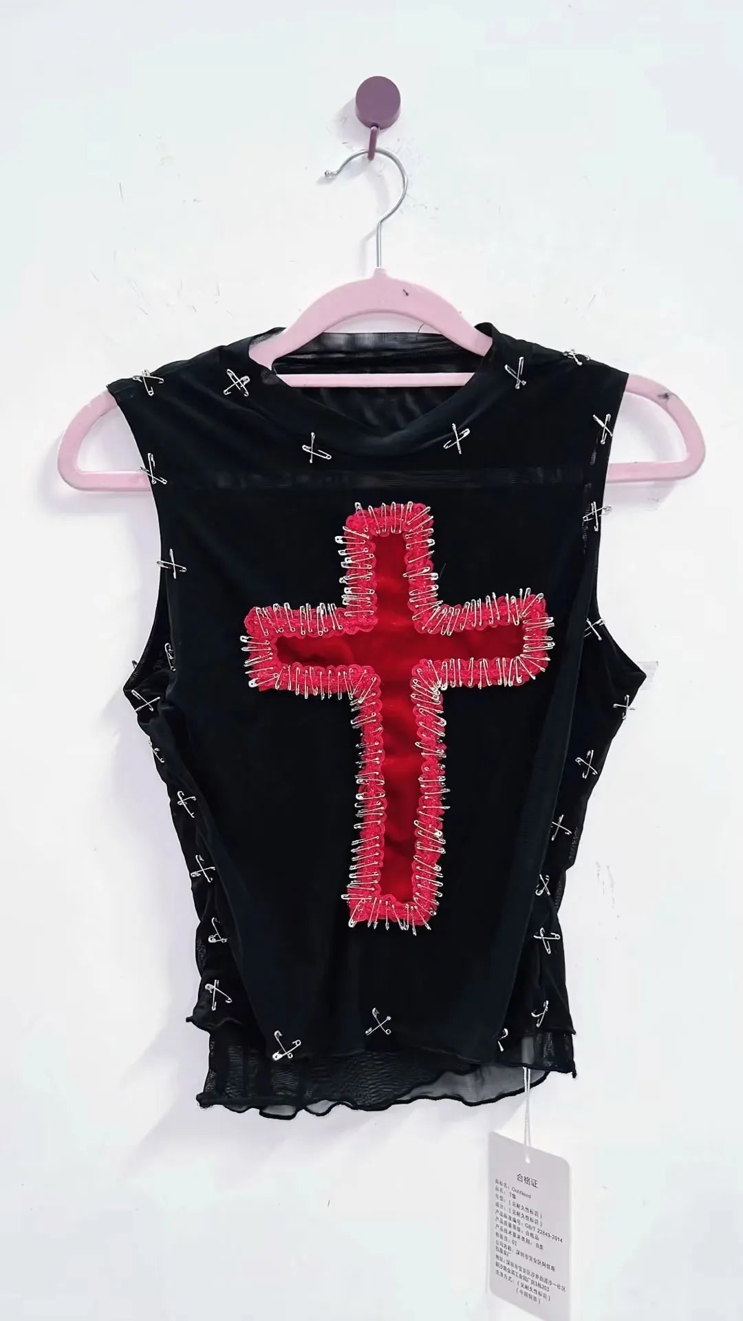 Black Cross Pins Tank Top