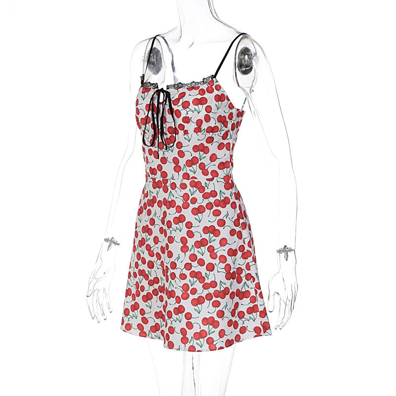 Cherry Print Slip Mini Dress