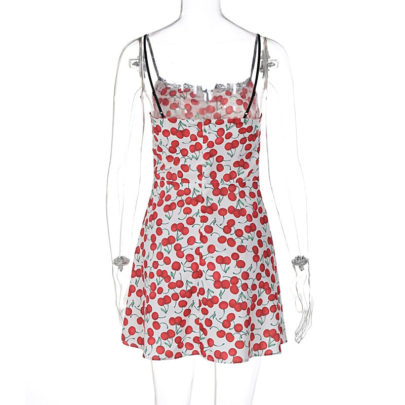 Cherry Print Slip Mini Dress