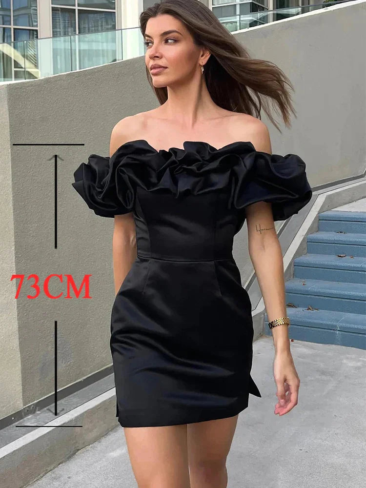 Ruffles Off-shoulder Bodycon Mini Dress