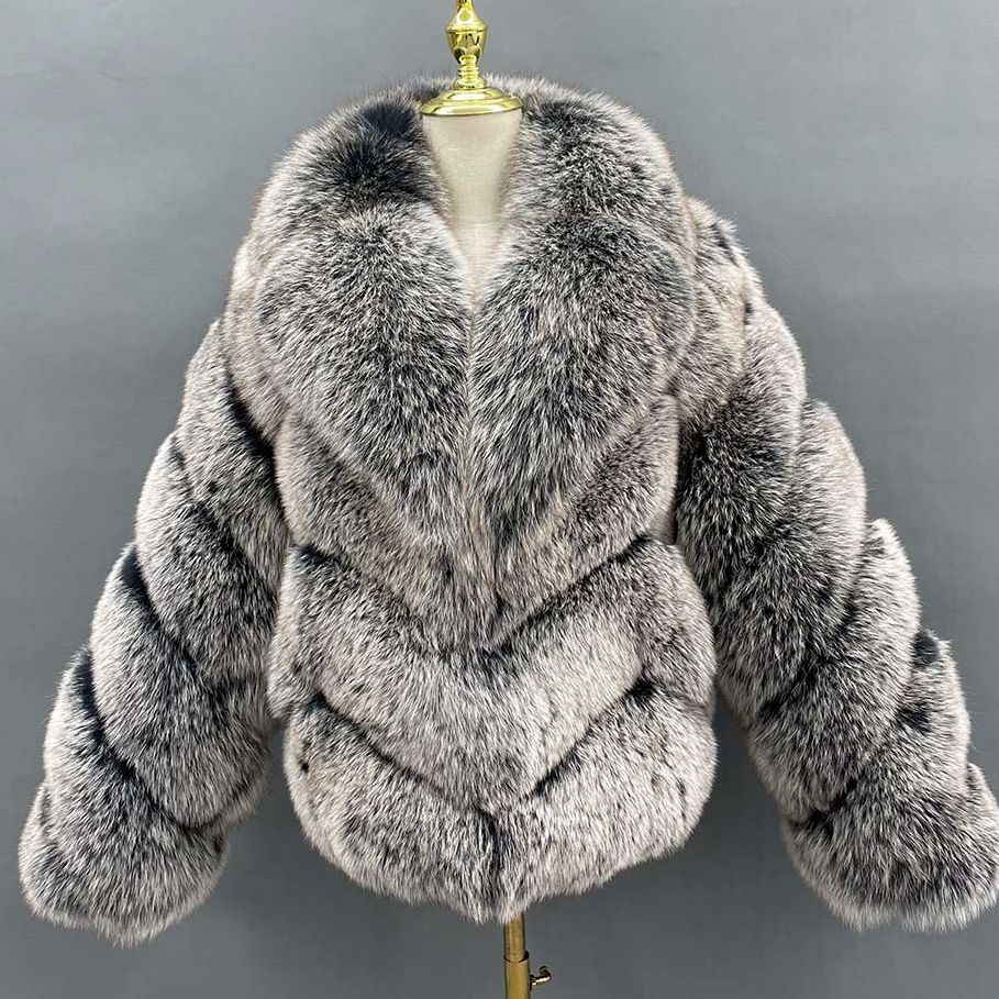 Black Frost Real Fox Fur Coats