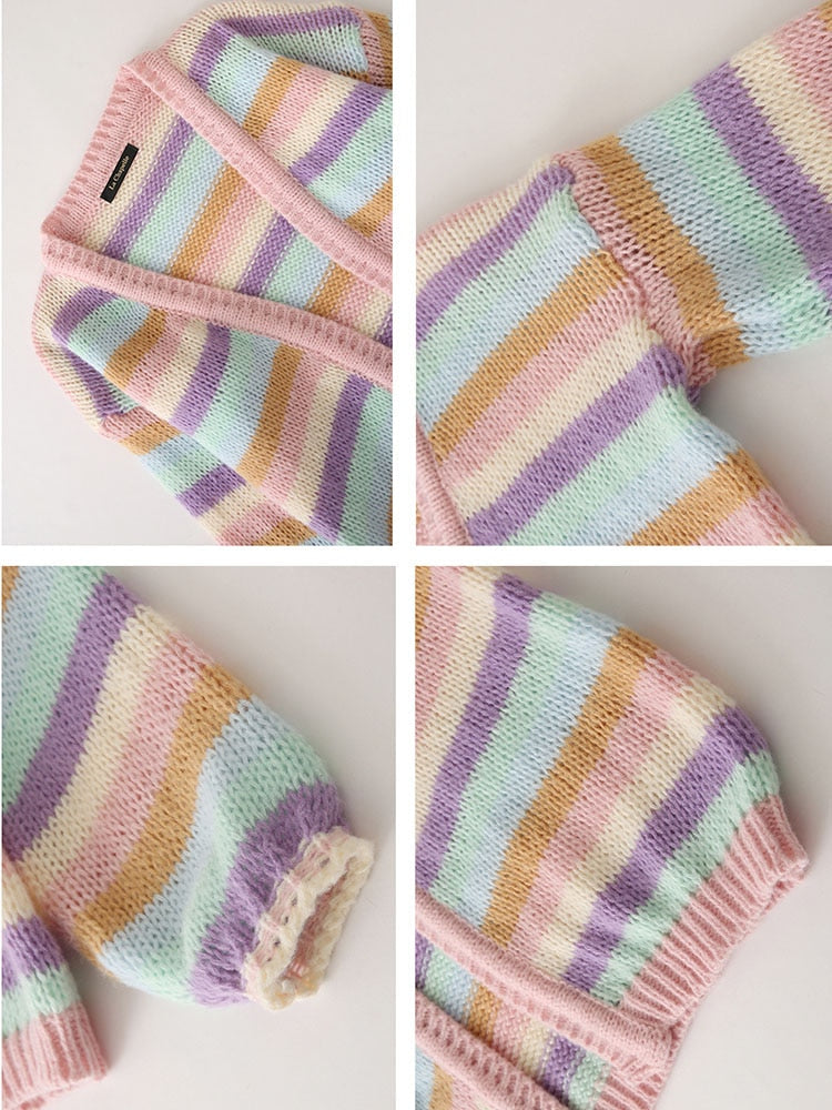 Pastel Rainbow Stripe Cardigan